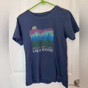 Life is Good womens Blue Graphic T-Shirt size medium #42